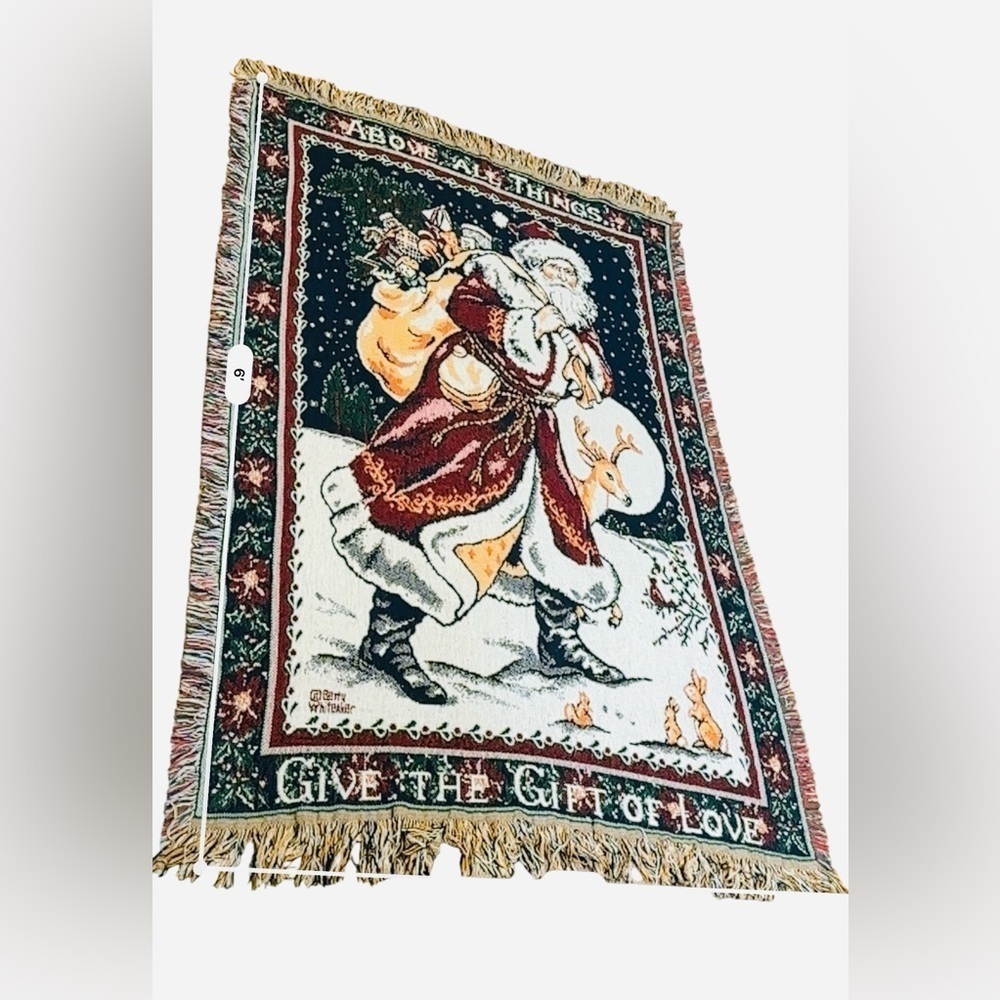 Vintage Beacon Christmas Santa Claus Tapestry Throw Blanket Holiday Decor - Picture 5 of 7